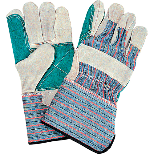 Gants d'ajusteur de qualit&eacute; standard &agrave; paume double, Grand, Paume en Cuir de vache refendu, Doublure en Coton Groupe Belzile Dickner