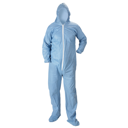 Combinaison &agrave; capuchon ignifuge Pyrolon Plus 2 avec bottes, Petit, Bleu, Tissu ignifug&eacute; Groupe Belzile Dickner