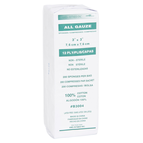Gauze Sponges, Pad, 3" L x 3" W, Medical Device Class 1 Groupe Belzile Dickner