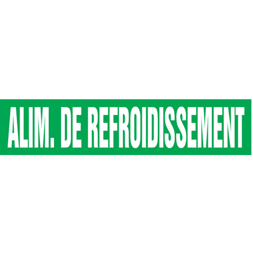 Marqueurs de tuyau "Alim. de Refroidissement", Autocollant, 2-1/2" h x 12" la, Blanc/vert Groupe Belzile Dickner
