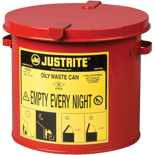 Contenants pour d&eacute;chets huileux, Homologu&eacute; FM/List&eacute; UL, 2 gal. US, Rouge Groupe Belzile Dickner