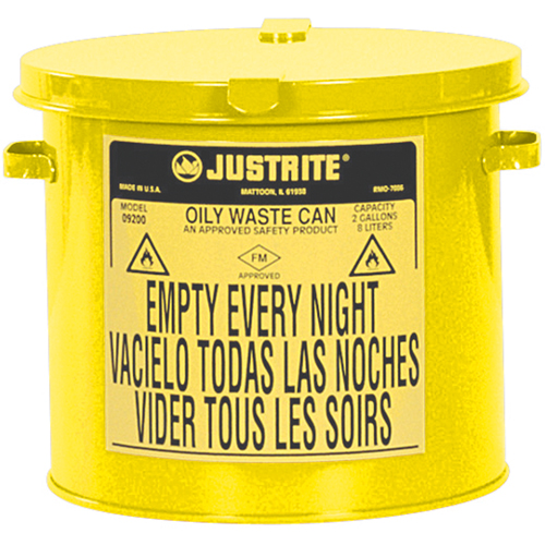 Contenants pour d&eacute;chets huileux, Homologu&eacute; FM/List&eacute; UL, 2 gal. US, Jaune Groupe Belzile Dickner