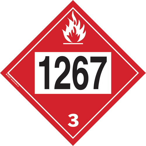 1267 Petroleum Crude Oil Flammable Liquid TDG Placard, Adhesive Vinyl Groupe Belzile Dickner