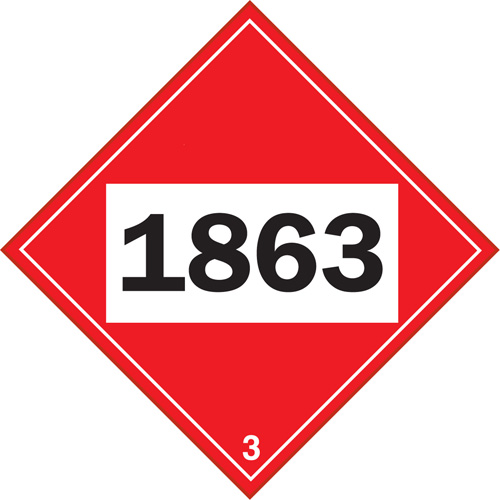 1863 Aviation Fuel Flammable Liquid TDG Placard, Plastic Groupe Belzile Dickner