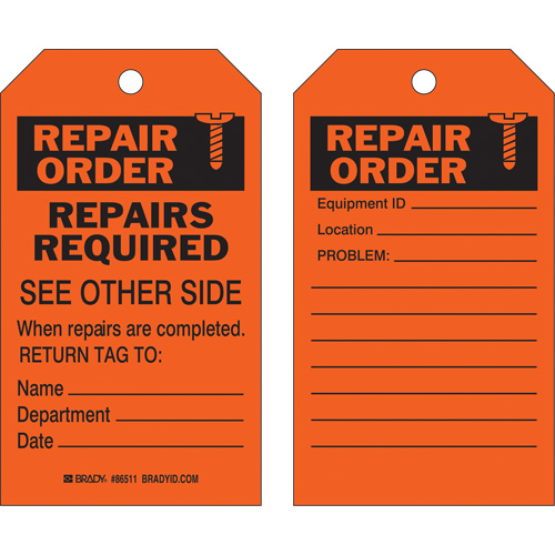 &eacute;tiquette pour les r&eacute;parations de s&eacute;curit&eacute;, Polyester, 4" la x 7" h, Anglais Groupe Belzile Dickner