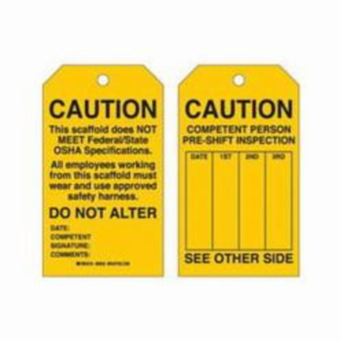&eacute;tiquettes de s&eacute;curit&eacute; pour les &eacute;chafaudages, Polyester, 4" la x 7" h, Anglais Groupe Belzile Dickner