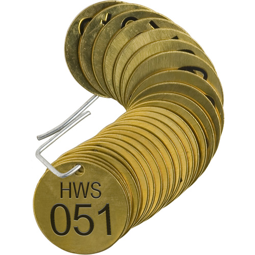&eacute;tiquettes num&eacute;rot&eacute;es pour vannes HWS, # 051-075, Laiton, 1,5" dia. Groupe Belzile Dickner