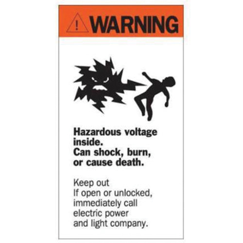 "Warning Hazardous Voltage" Sign, 8" x 4-1/2", Acrylic, English with Pictogram Groupe Belzile Dickner