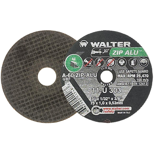 Meule ZIP ALU, 3" x 1/32", Arbre de 3/8", Type 1, Oxyde d'aluminium, 25470 Tr/min Groupe Belzile Dickner