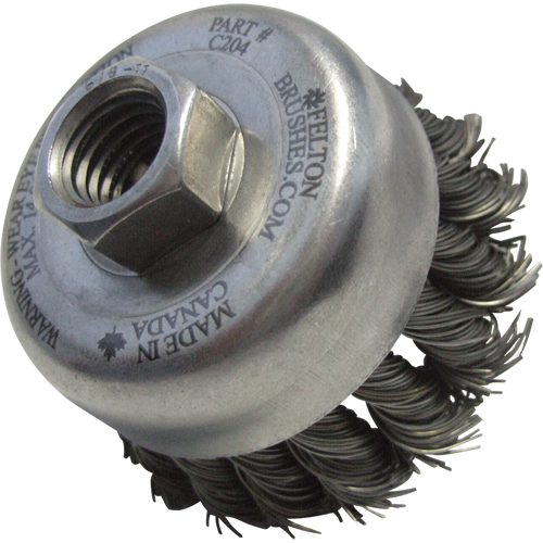 Knotted Wire Wheel Cup Brushes, 3-1/2" Dia. x 5/8"-11 Arbor Groupe Belzile Dickner