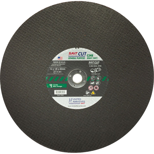 C24R Concrete High Speed Cut-Off Wheel, 12" x 1/8", 25/32" Arbor, Type 1, Silicon Carbide, 6300 RPM Groupe Belzile Dickner