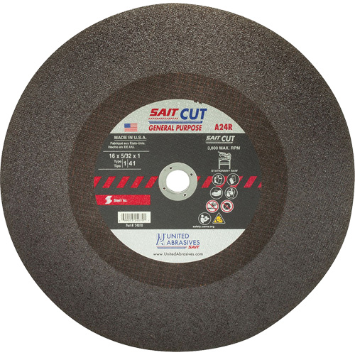 Cut-Off Saw (A24R), 12" x 1/8", 1" Arbor, Type 1, Aluminum Oxide, 5100 RPM Groupe Belzile Dickner