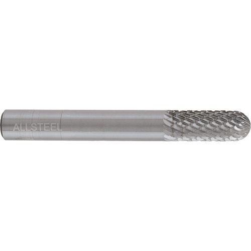 AllSteel Cylindrical Round Nose Shape Carbide Burr, SC-5, 1/2" Dia., 1" Depth of Cut Groupe Belzile Dickner