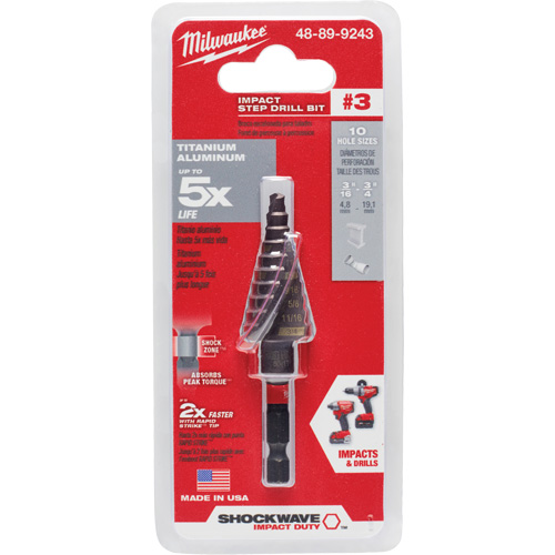 Foret &eacute;tag&eacute; #3 Shockwave Impact Duty, 3/16" - 3/4", Incr&eacute;ments de 1/16", Titane Groupe Belzile Dickner
