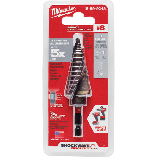 Foret &eacute;tag&eacute; #8 Shockwave Impact Duty, 1/2" - 1", Incr&eacute;ments de 1/16", Titane Groupe Belzile Dickner