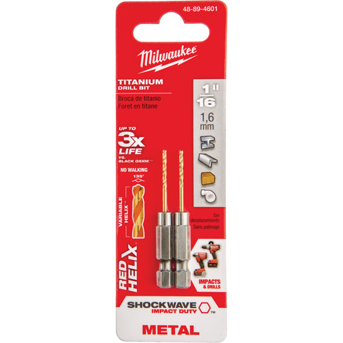 Foret Shockwave, 1/16", Titane, Cannelure 5/8", Pointe de 135° Groupe Belzile Dickner