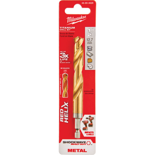 Shockwave Drill Bit, 1/2", Titanium, 3-21/64 Flute, 135° Point Groupe Belzile Dickner