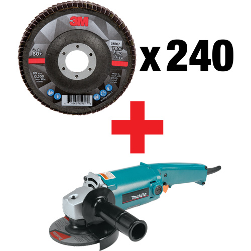 769F Flap Disc & Angle Grinder Kit, 4-1/2" x 7/8", Type 29, 60+ Grit, Ceramic Groupe Belzile Dickner