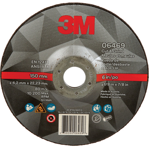 Meule &agrave; tronçonner, 6" x 1/8", Arbre de 7/8", Type 27, C&eacute;ramique Groupe Belzile Dickner