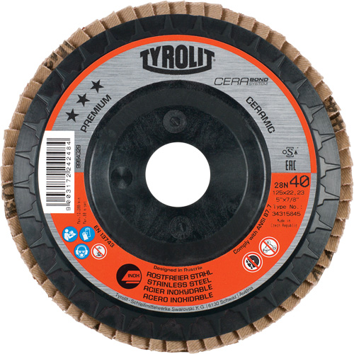 Flap Disc, 4-1/2" x 5/8"-11, Type 27, 40 Grit, Ceramic Groupe Belzile Dickner