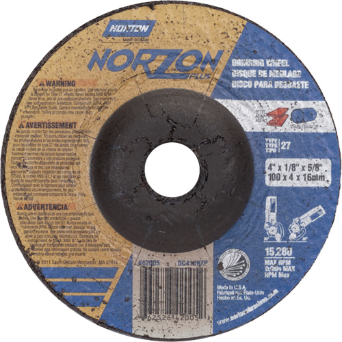 Meule NorZon Plus SGZ, 4" x 1/8", Arbre 5/8", C&eacute;ramique d'alumine, Type 27 Groupe Belzile Dickner