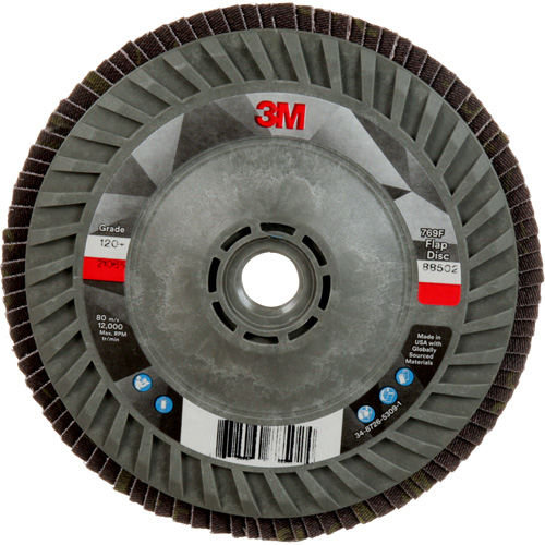Disque &agrave; lamelles &agrave; changement rapide 769F, 5" x 5/8"-11, Type 27, Grain 120+, C&eacute;ramique Groupe Belzile Dickner