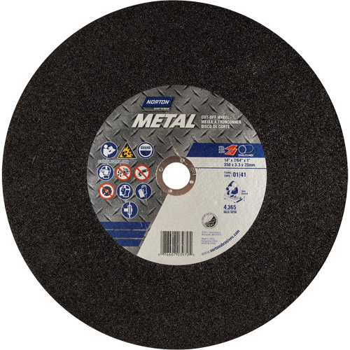 Metal A Chop Saw Cut-Off Wheel, 14" x 3/32", 1" Arbor, Type 01/41, Aluminum Oxide, 4365 RPM Groupe Belzile Dickner