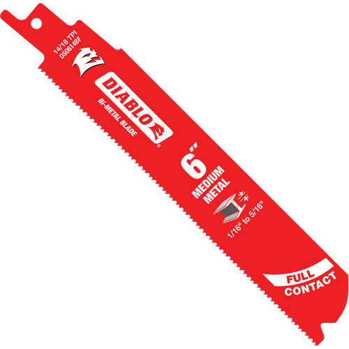 Lame de scie alternative de s&eacute;rie moyenne pour le m&eacute;tal, Bim&eacute;tal, 14-18 Dents par pouce, 6" lo x 1" la Groupe Belzile Dickner