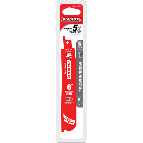 Lame de scie alternative de s&eacute;rie moyenne pour le m&eacute;tal, Bim&eacute;tal, 14-18 Dents par pouce, 6" lo x 1" la Groupe Belzile Dickner