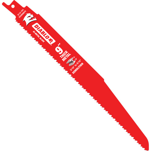 Lame de scie alternative pour la d&eacute;molition et les m&eacute;taux &eacute;pais, Bim&eacute;tal, 8-10 Dents par pouce, 9" lo Groupe Belzile Dickner