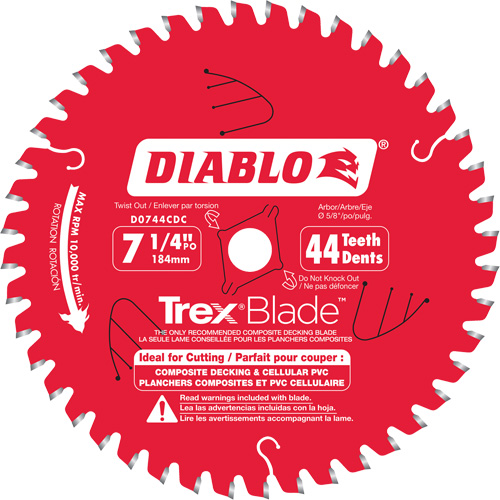 Lame de scie &agrave; d&eacute;couper Trex Blade, 7-1/4", 44 dents, Pour Plastique/Plastique Groupe Belzile Dickner