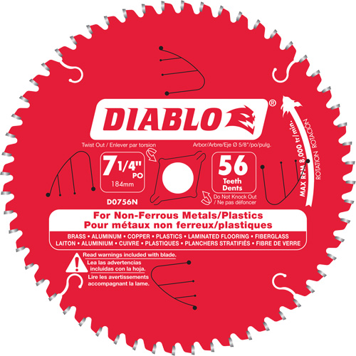 Lame de scie en aluminium, 7-1/4", 56 dents, Pour Non ferreux Groupe Belzile Dickner