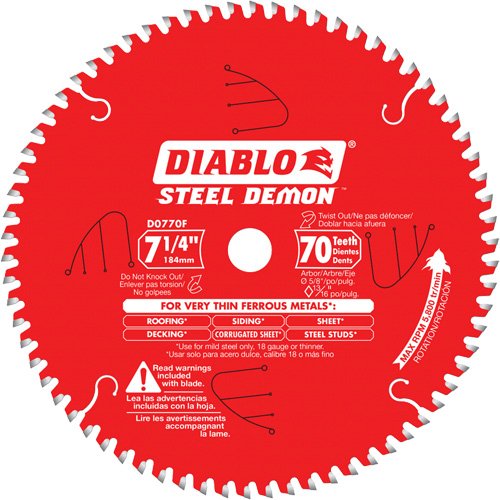 Lame de scie &agrave; d&eacute;couper Steel Demon, 7-1/4", 70 dents, Pour M&eacute;tal Groupe Belzile Dickner
