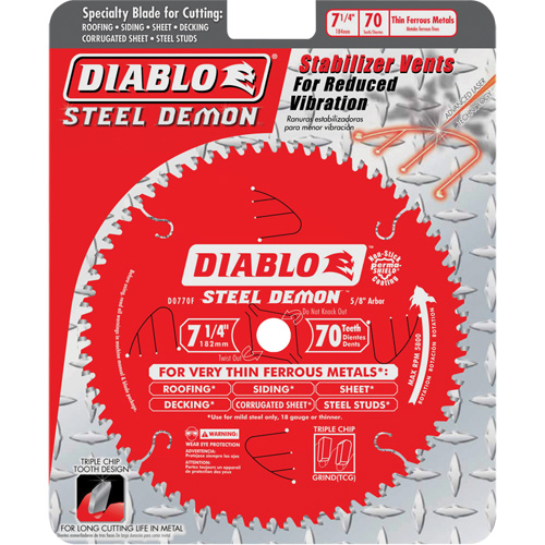Lame de scie &agrave; d&eacute;couper Steel Demon, 7-1/4", 70 dents, Pour M&eacute;tal Groupe Belzile Dickner