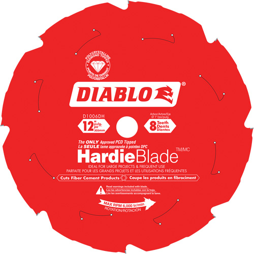 Lame de scie &agrave; d&eacute;couper HardieBlade, 12", 8 dents, Pour B&eacute;ton de fibre Groupe Belzile Dickner