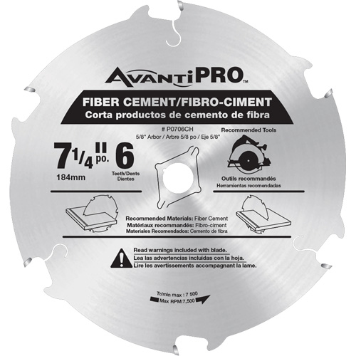 Lame de scie AvantiPro, 7-1/4", 6 dents, Pour B&eacute;ton de fibre Groupe Belzile Dickner