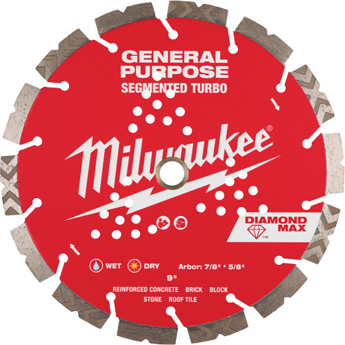 Diamond Max Segmented Turbo Saw Blade, 9", Metal/Stone/Concrete/Ductile Iron/Cement/Non-Ferrous/Brick/Fibre Cement/Tile/Asphalt Use Groupe Belzile Dickner