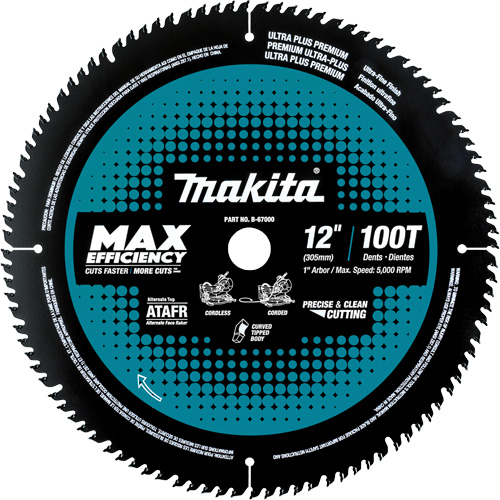 Max-Efficiency Blades Ideal For Cordless Mitre Saw, 12", 100 Teeth, Finishing Use Groupe Belzile Dickner