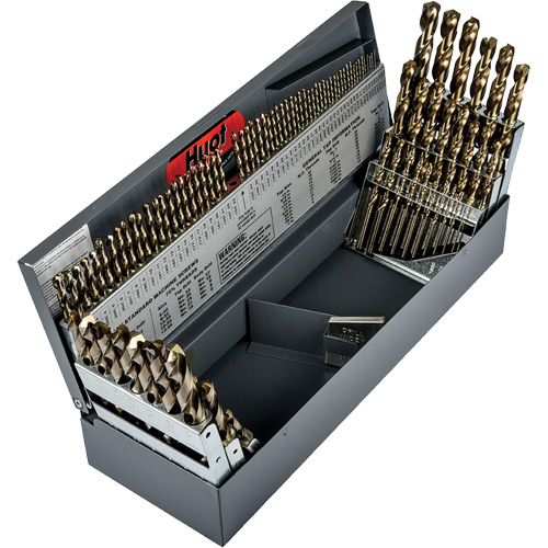 Jeu de forets s&eacute;rie courte combin&eacute;s robustes, 115 morceaux, Acier rapide au cobalt Groupe Belzile Dickner