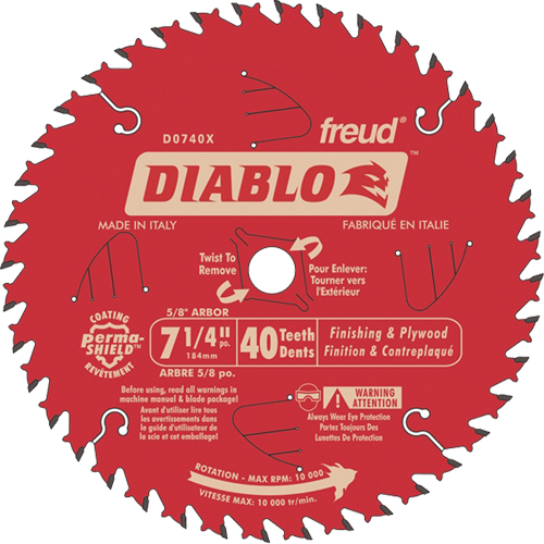 Lames de scie pour entrepreneur - Lames de scie finition, 7-1/4", 40 dents, Pour Bois Groupe Belzile Dickner
