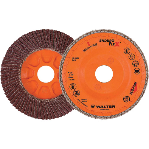 Disque &agrave; lamelles Enduro-Flex, 4-1/2" x 7/8", Type 27, Grain 60, Alumine de zirconium Groupe Belzile Dickner