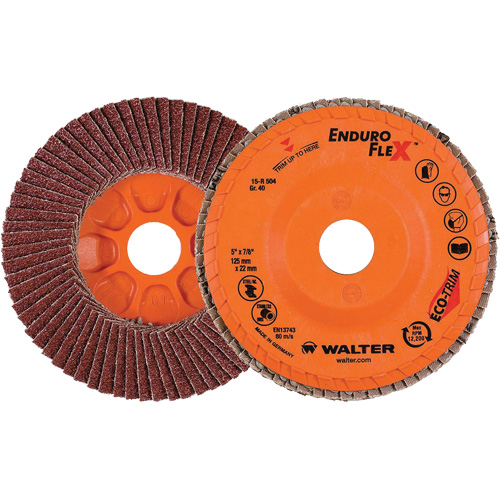Enduro-Flex Flap Disc, 5" x 7/8", Type 27, 40 Grit, Zirconia Alumina Groupe Belzile Dickner