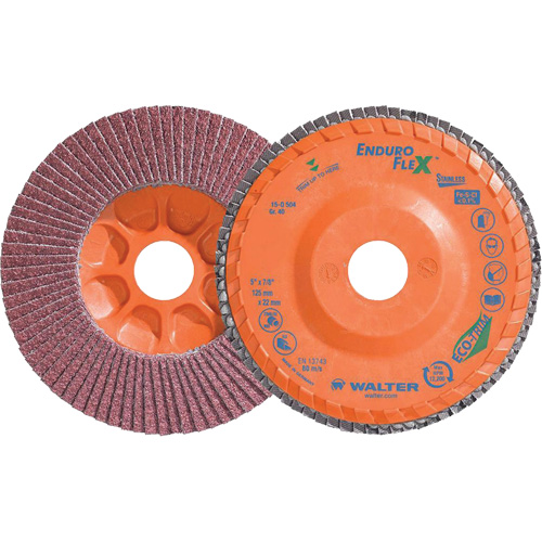Enduro-Flex Stainless Flap Disc, 5" x 5", Type 27, 40 Grit, Zirconia Alumina Groupe Belzile Dickner