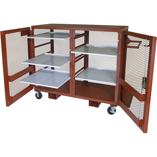 Mobile Mesh Cabinet, Steel, 49 Cubic Feet, Red Groupe Belzile Dickner