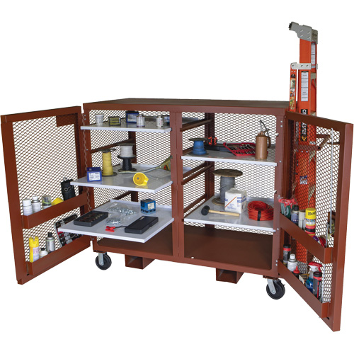 Mobile Mesh Cabinet, Steel, 49 Cubic Feet, Red Groupe Belzile Dickner