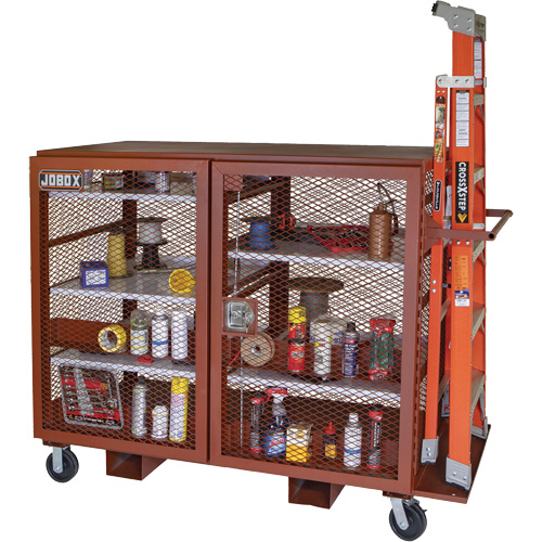 Mobile Mesh Cabinet, Steel, 49 Cubic Feet, Red Groupe Belzile Dickner