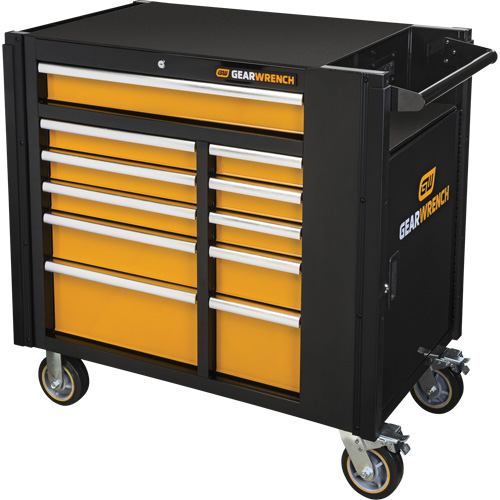 Chariot &agrave; outils &eacute;lectrique, 11 tiroirs, 42-1/2" la x 24-7/16" p x 41" h, Noir/Orange Groupe Belzile Dickner