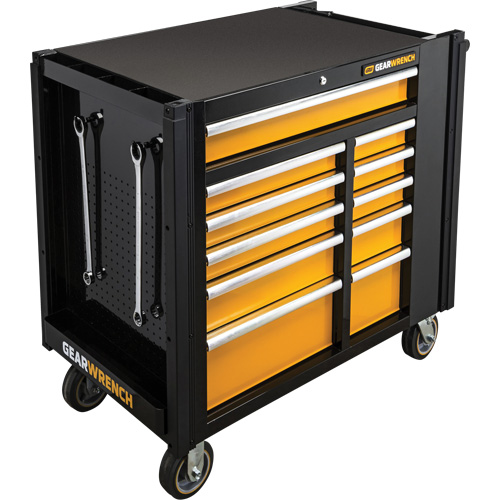 Chariot &agrave; outils &eacute;lectrique, 11 tiroirs, 42-1/2" la x 24-7/16" p x 41" h, Noir/Orange Groupe Belzile Dickner