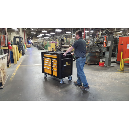 Chariot &agrave; outils &eacute;lectrique, 11 tiroirs, 42-1/2" la x 24-7/16" p x 41" h, Noir/Orange Groupe Belzile Dickner