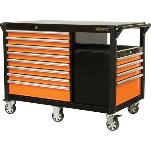Chariot industriel, 12 tiroirs, 31-5/8" lo x 52-1/2" la x 40-1/4" h, Noir/Orange Groupe Belzile Dickner